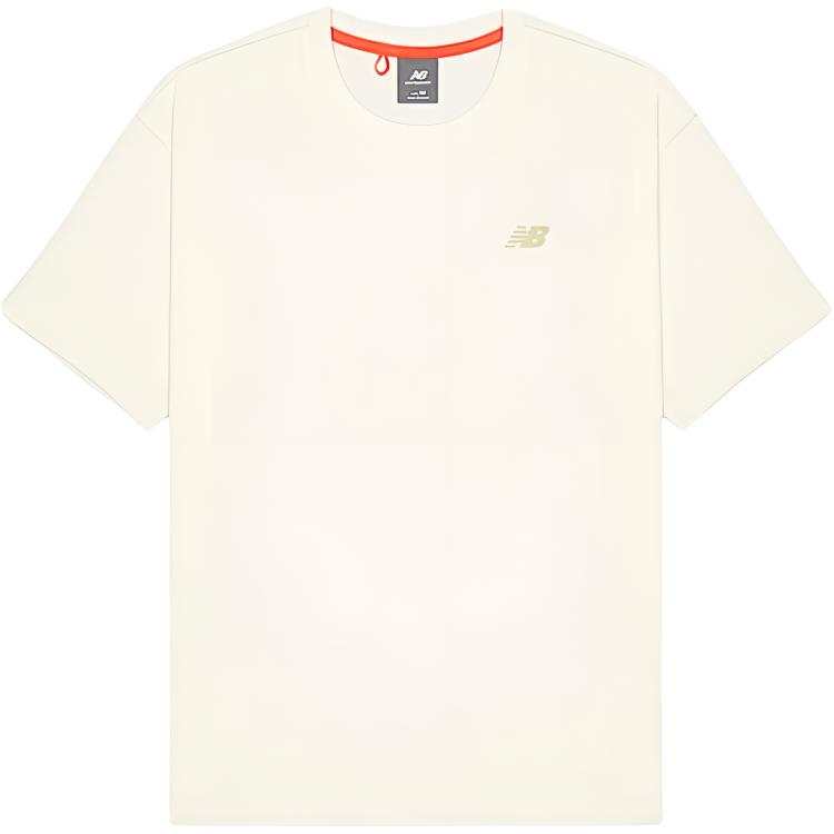 New Balance New Balance T Shirts Men's Ivory White Crew Neck Moderate Straight Fit