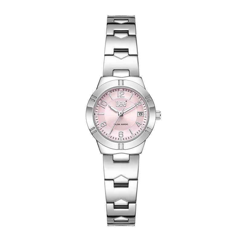 Lee Shiny Colors Collection Wrist Watches Quartz Movement Steel Strap Pink Watch Dial Women's Watch