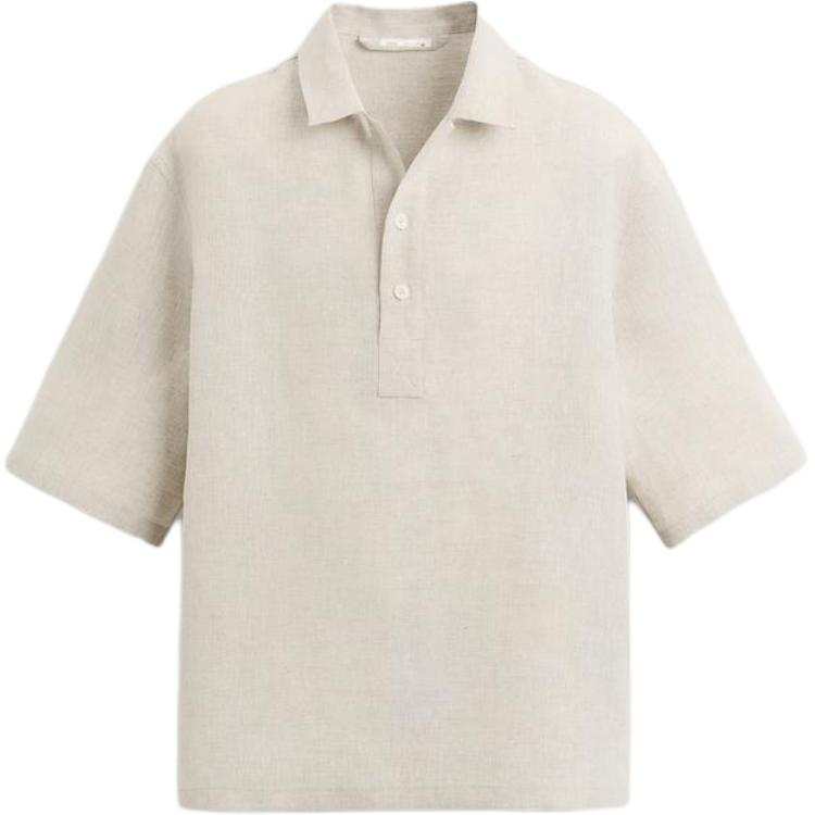 ZARA Polo Shirts Men's Light Beige Polo Collar Moderate Other