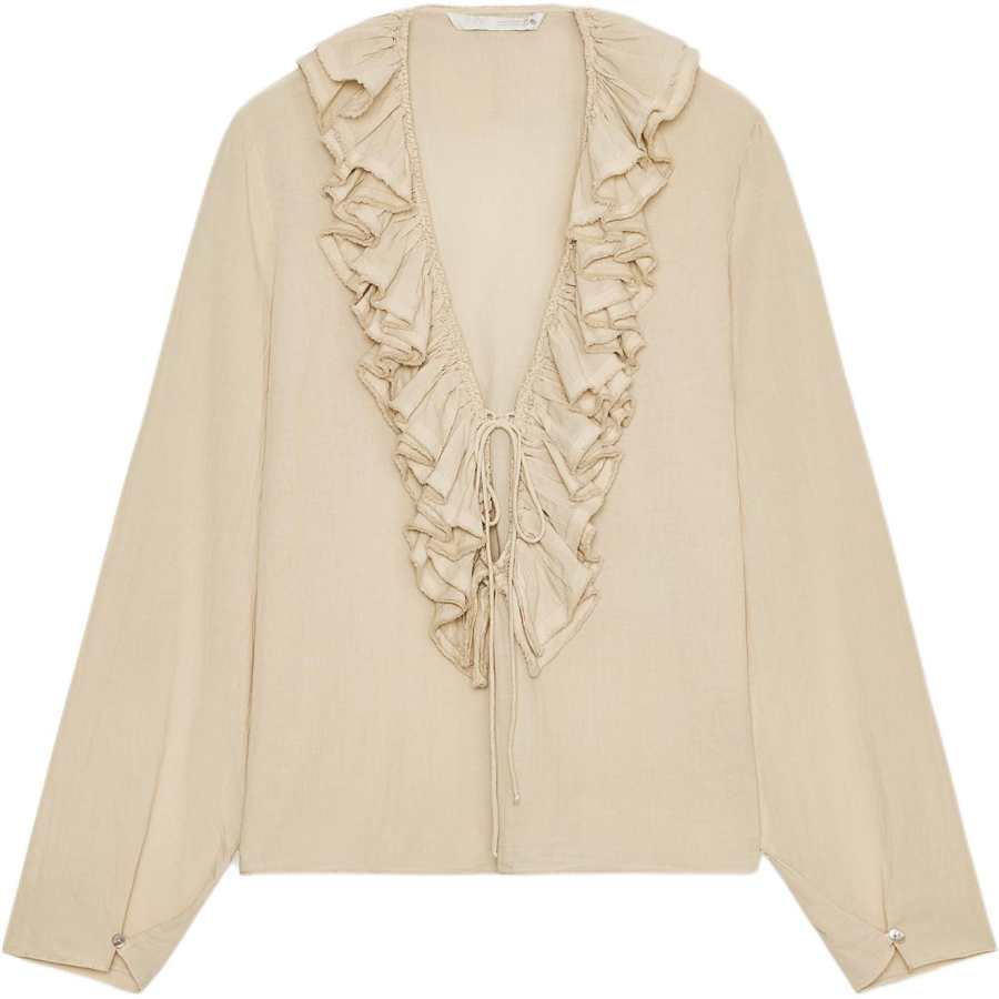 ZARA ZW Shirts Women's Sand V Neck Moderate