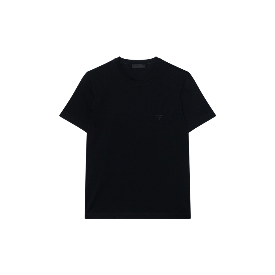 PRADA T Shirts Men's Black Crew Neck Moderate Straight Fit