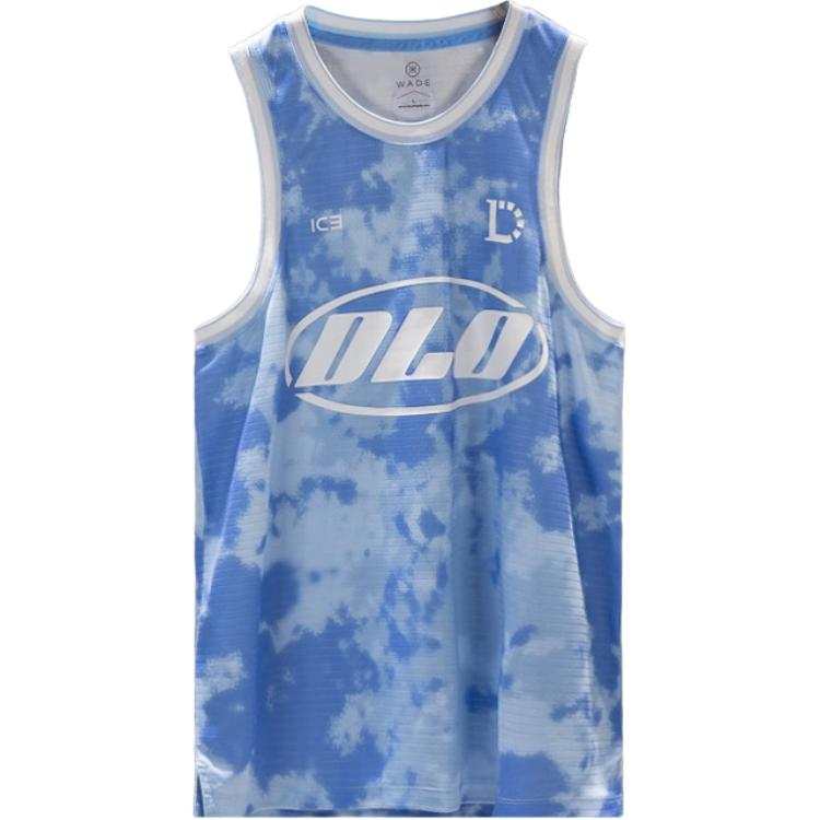 Li-Ning Li Ning Tank Tops Men's Static Blue All Over Print Crew Neck Moderate Straight Fit