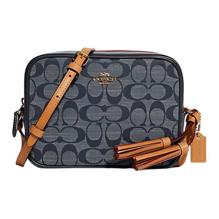 COACH Camera Leather Camera Bag, Shoulder Bag, Crossbody Bag Small Women's Denim Blue