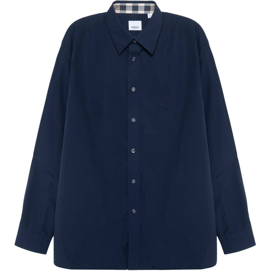 Burberry Shirts Men's Dark Blue Lapel Moderate