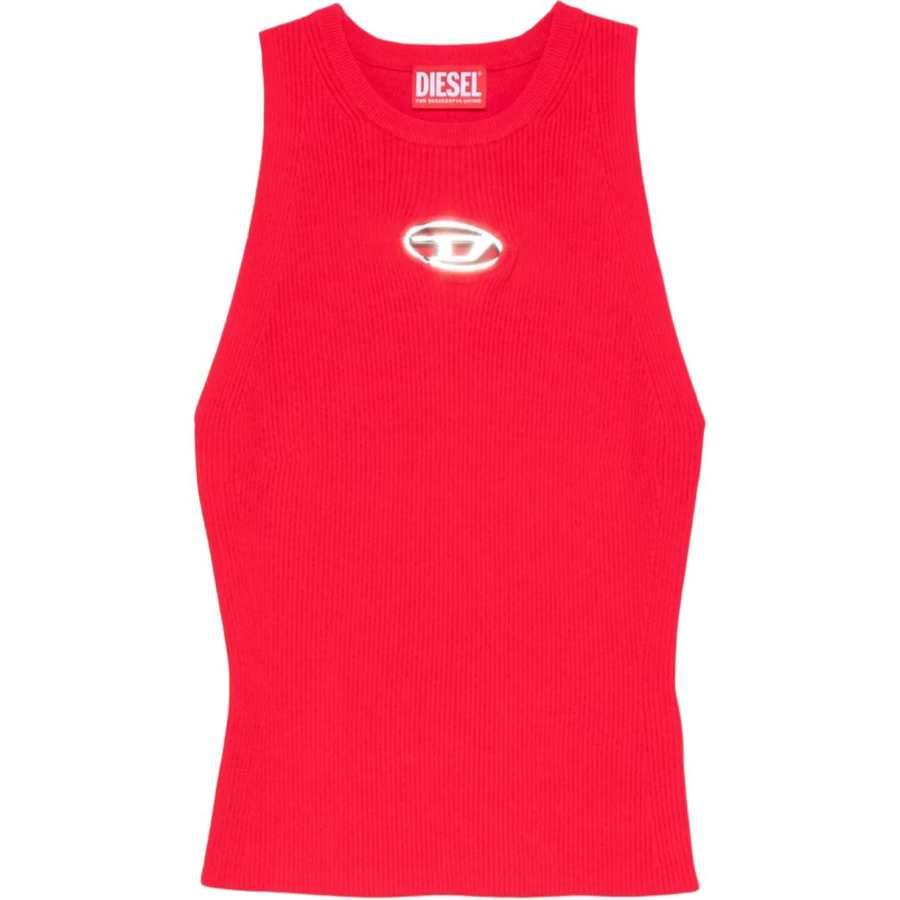 Diesel M-Caddix Logo Plaque Ribbed-Knit Top