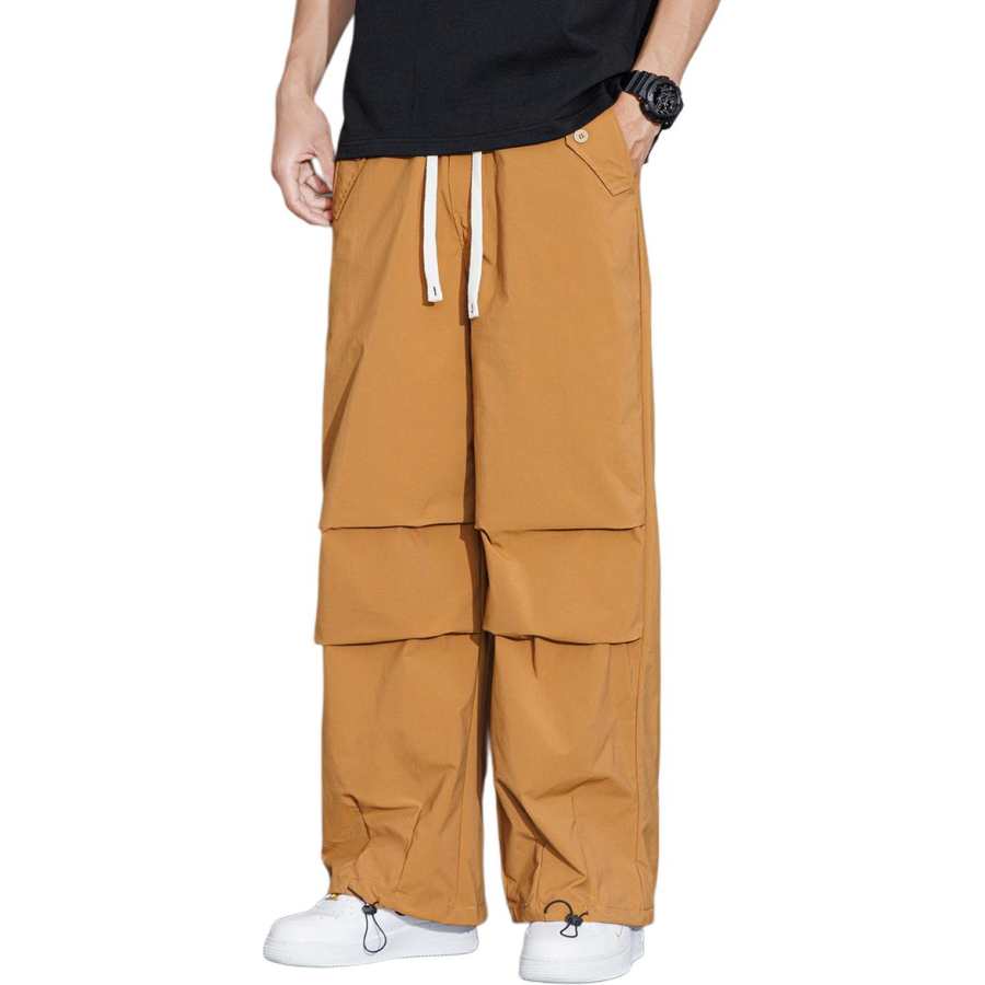 Tonlion Casual Pants Men's Khaki Moderate Cargo Pants