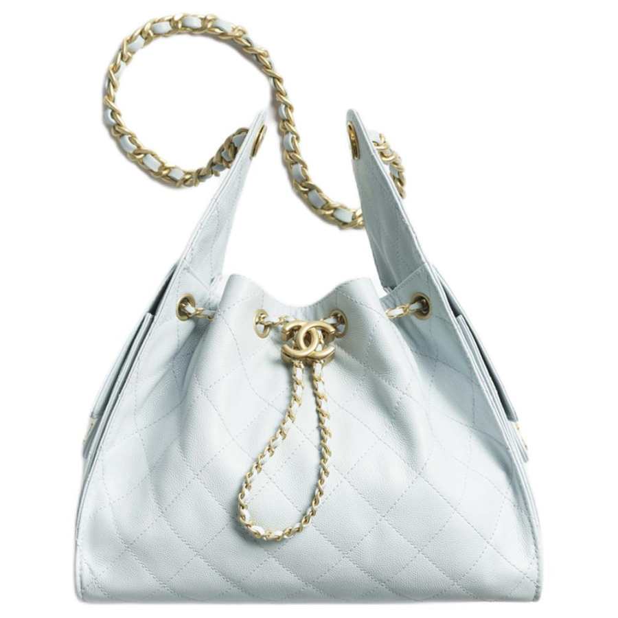CHANEL 25Bag Grain Calfskin & Gold Metal Hippy Bag Shoulder Bag Small Women's Light Blue