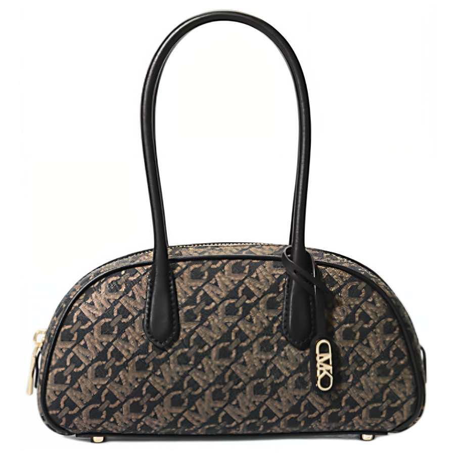 MICHAEL KORS Empire Coated Canvas One Shoulder Handbag Small Women's Black & Light Gold