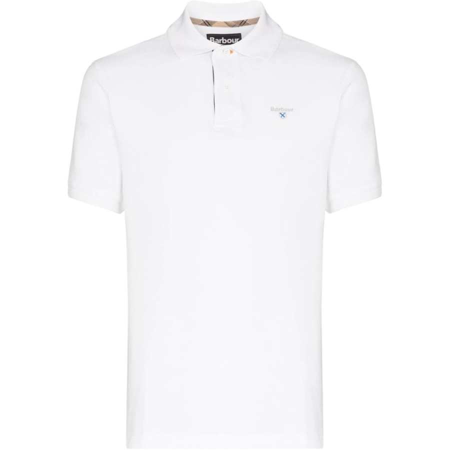 Barbour tartan trim cotton piqué polo shirt