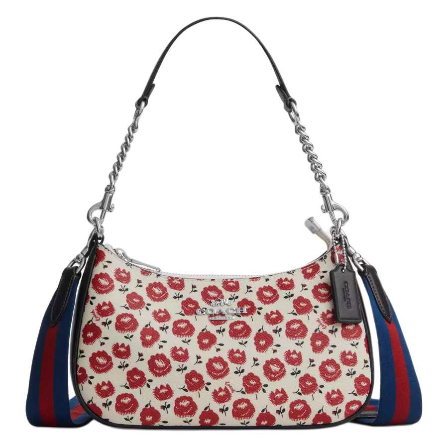 COACH Teri Printed Coated Canvas Crossbody Bag, Shoulder Bag Medium Women's Beige & Red