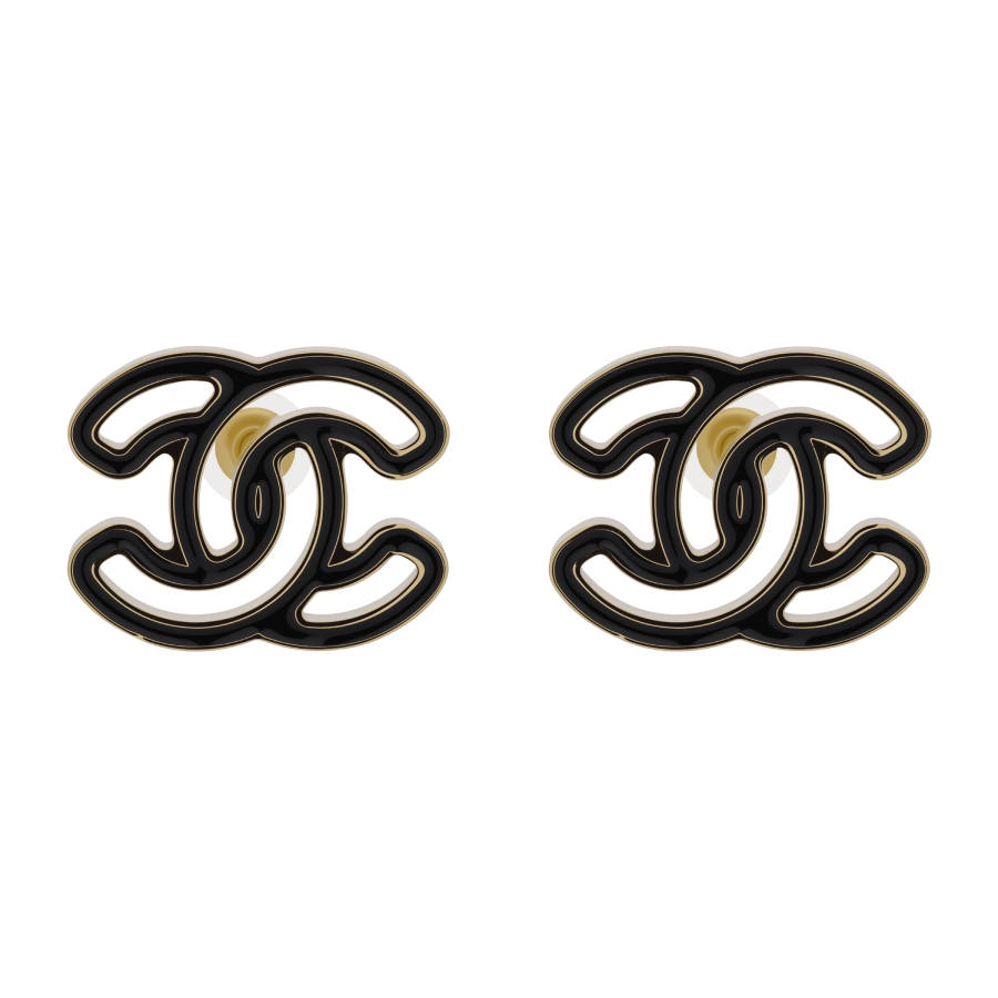 CHANEL Metal Earrings Women's Black