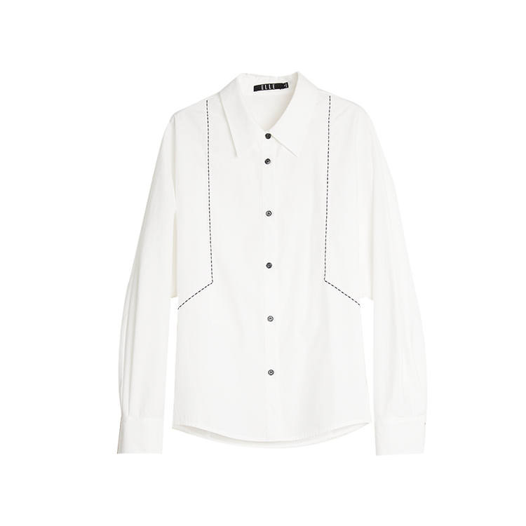 ELLE Shirts Women's Ecru Lapel Moderate Shirt