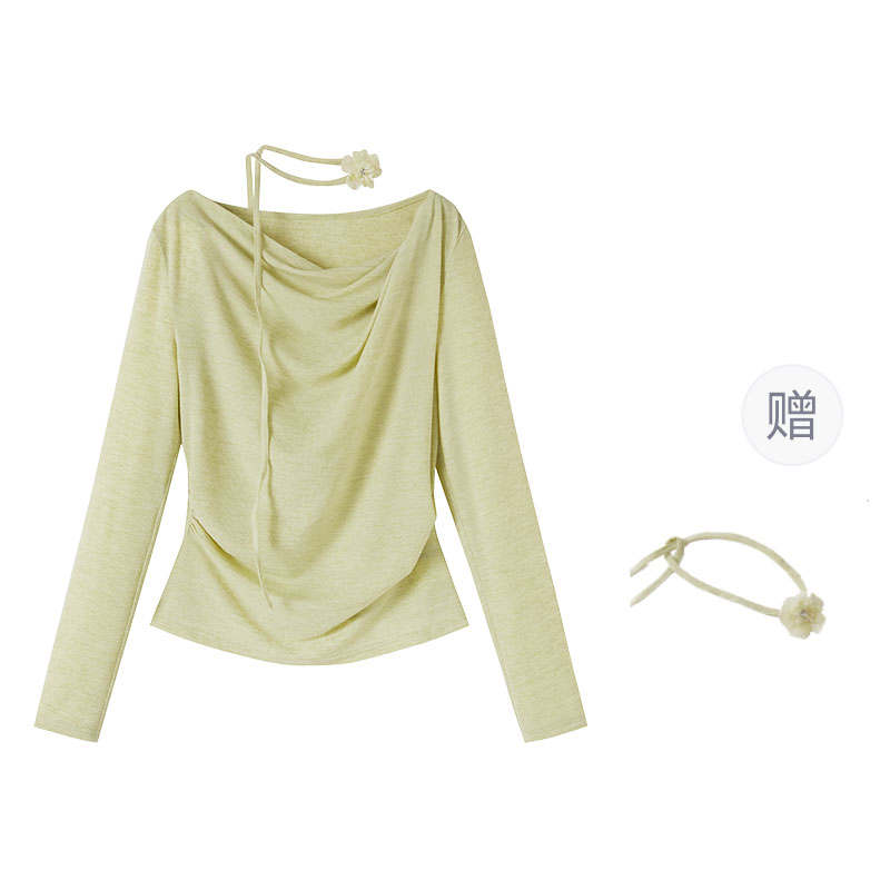 XIANGYING T Shirts Women's Fruit Green Crew Neck Thin Nipped In Waist