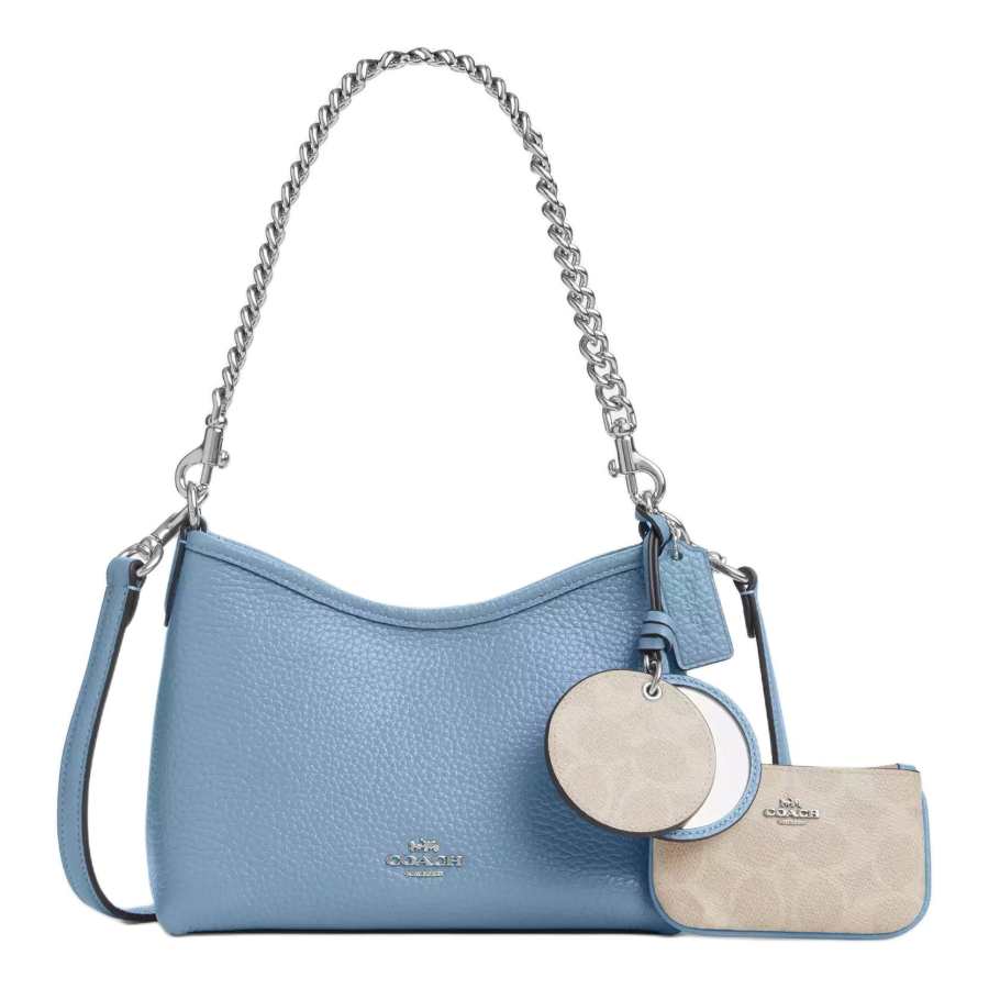 COACH Laurel Cow Leather Shoulder Bag Small Women's Blue