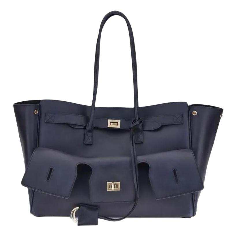 Balenciaga Bel Air Cow Leather Tote Bag, Shoulder Bag Medium Women's Marine Blue