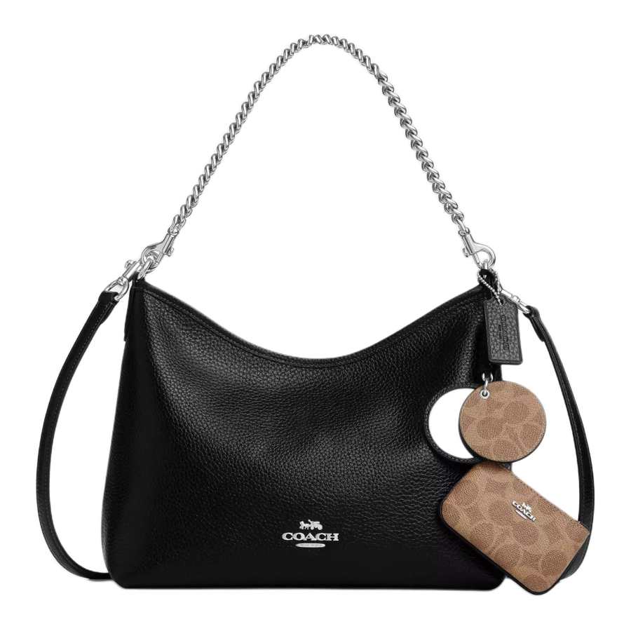 COACH Laurel Pebbled Leather Shoulder Bag Large Women's Black