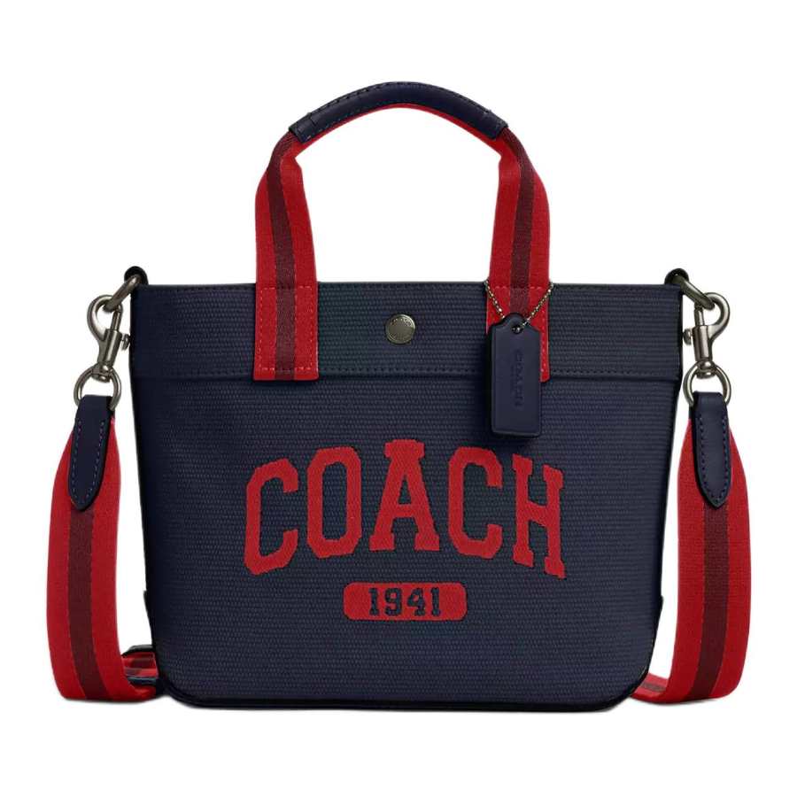 COACH COACH Canvas With Smooth Leather Handbag Small Men's Marine & Red