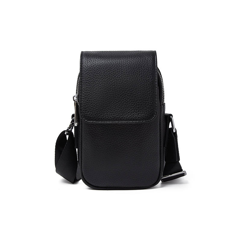 LAORENTOU Top Grain Cow Leather Crossbody Bags Men's Black