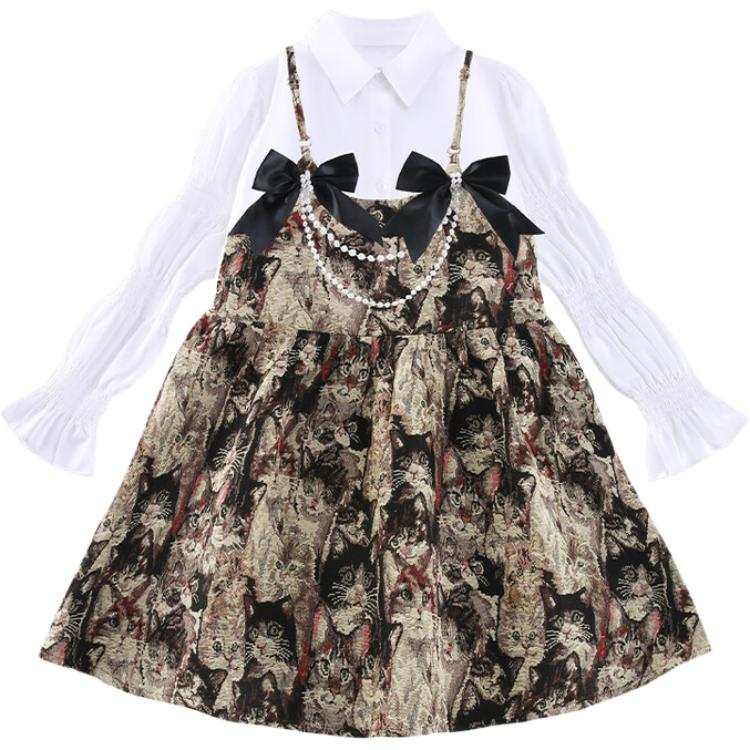 PROTECTCAMEL PROTECTCAMEL Kids Two Piece Skirt Sets Lapel Moderate Short