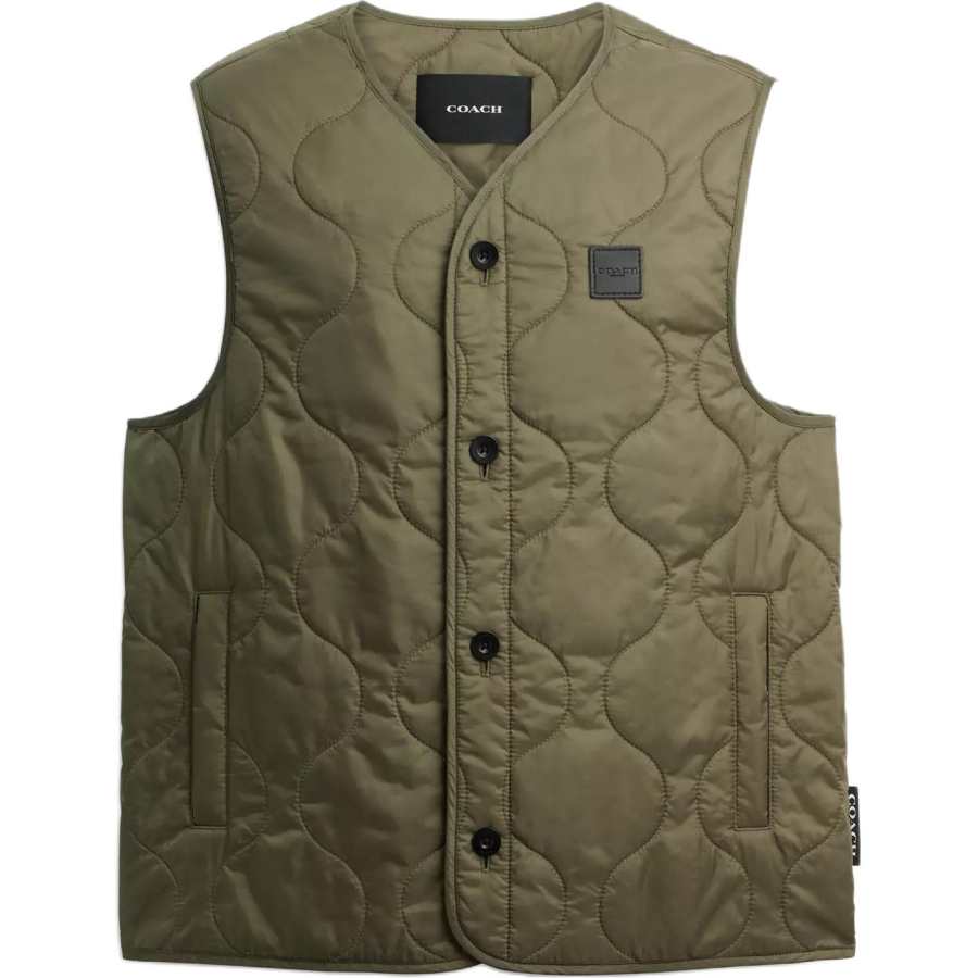 COACH Vests Men's Green V Neck Moderate Other