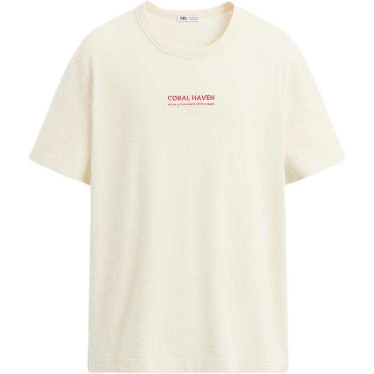 ZARA T Shirts Men's White Crew Neck