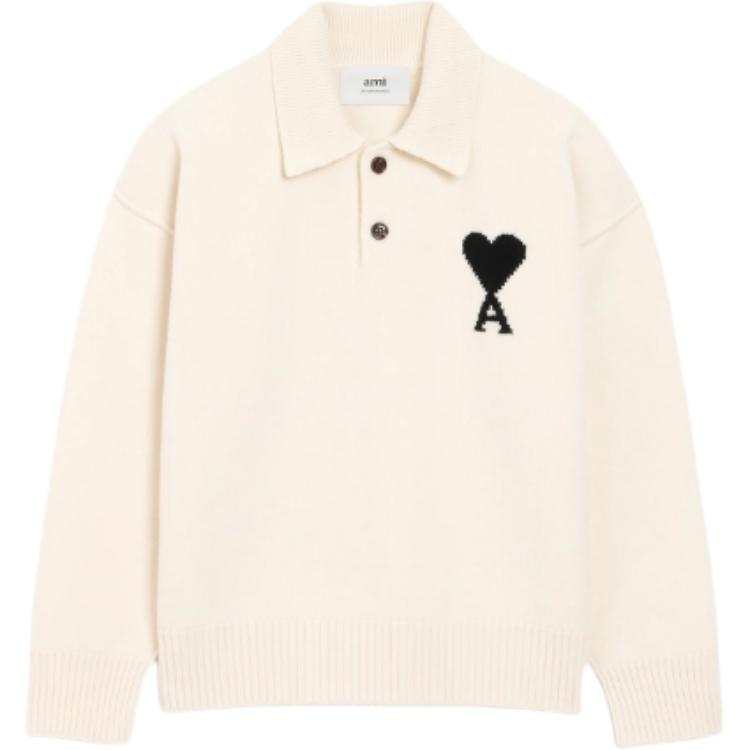 AMIPARIS Ami Paris Ami De Coeur Ribbed Hem Polo Shirt