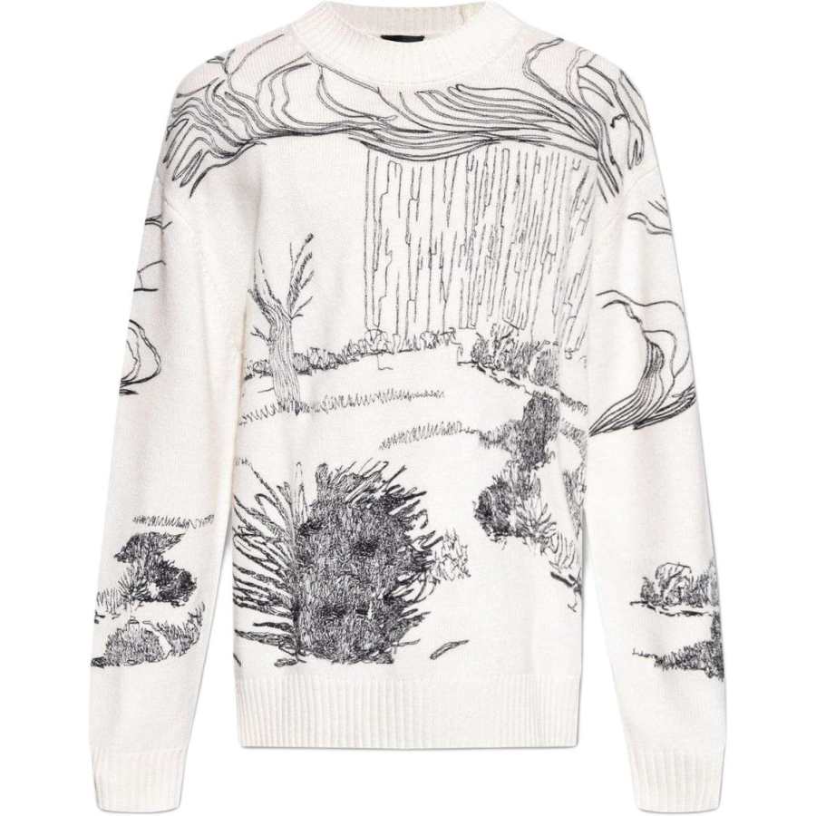 EMPORIO ARMANI Sweaters Men's White Crew Neck Moderate