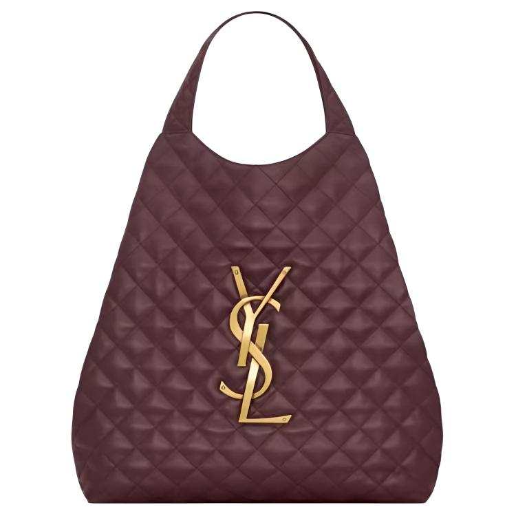 SAINT LAURENT ICARE Sheepskin Tote Bag, Shopping Bag, Handbag Women's Cabernet Sauvignon Red