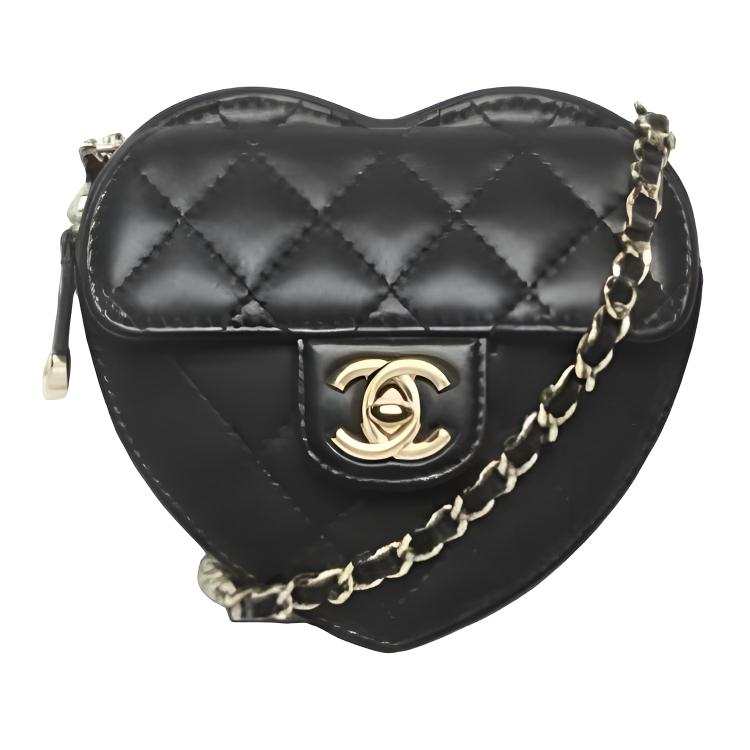 CHANEL Sheepskin Material Gold Metal Handheld Shoulder Bag Mini Women's Black