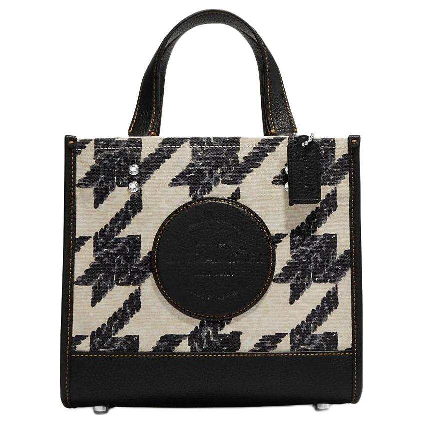 COACH Dempsey Canvas With Leather Canvas Bag Tote Shopping Bag Handbag Women's Black & Butter