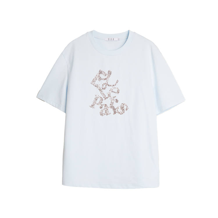 ELLE T Shirts Women's Crew Neck Thin Straight Fit