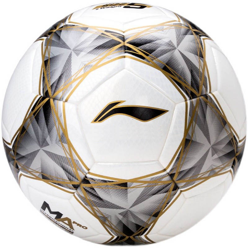 Li-Ning Li Ning Size 5 Soccer Ball Pu Seamless Thermal bonding Unisex White Silver Gold