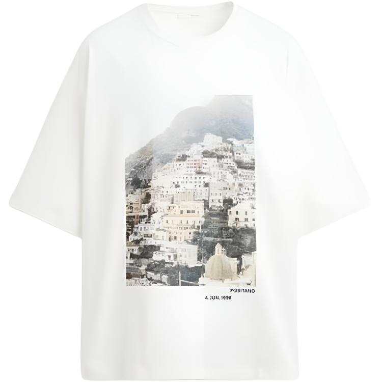 ZARA T Shirts Men's White Crew Neck Moderate
