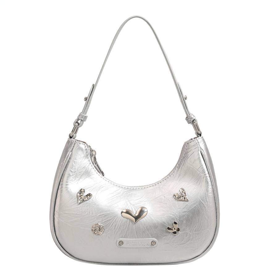 PAYOT PAYOT Synthetic Leather Shoulder Bag Regular Women's Silver/Black