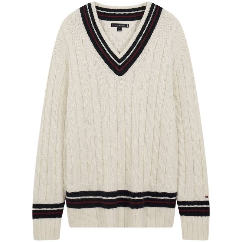 Tommy Hilfiger Sweaters Men's White YBI V Neck Moderate