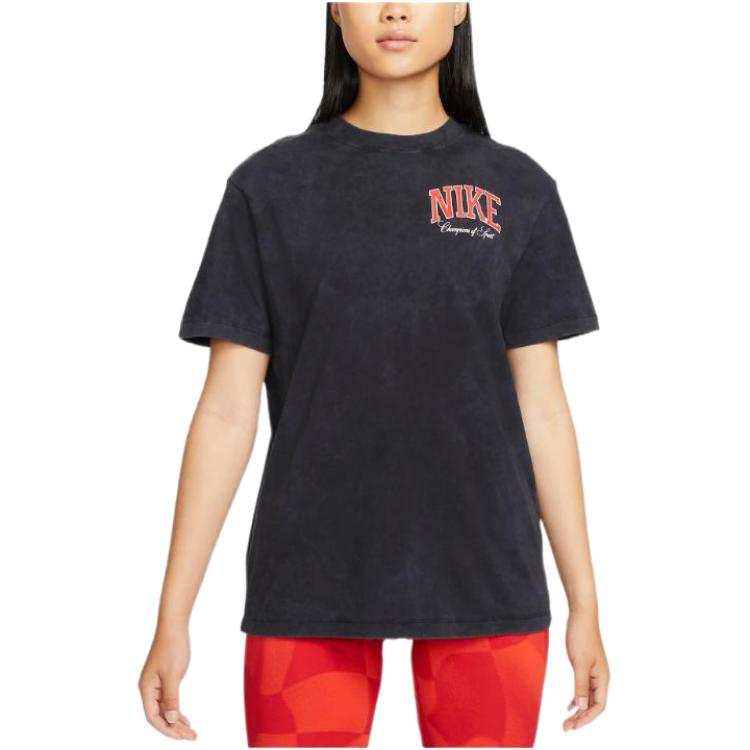 Nike Nike T Shirts Women's Black Crew Neck Moderate Straight Fit