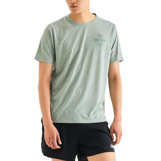 New Balance New Balance T Shirts Men's Green Crew Neck Moderate Straight Fit
