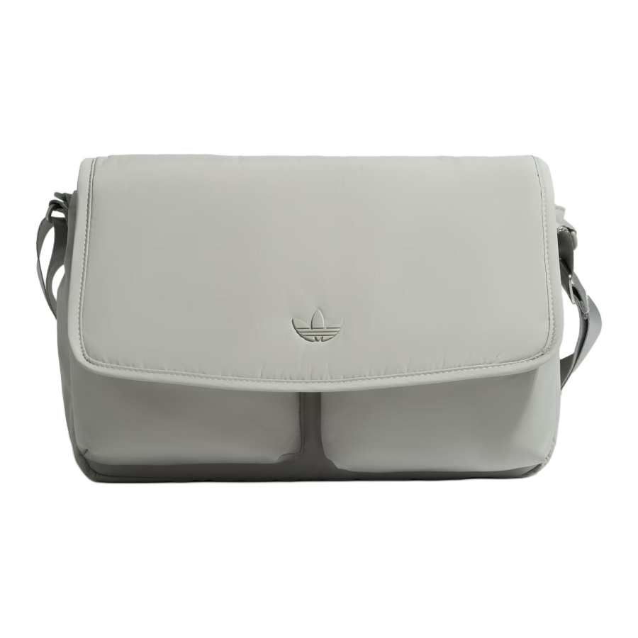 Adidas Originals Recycled Polyester Messenger Bag, Shoulder Bag, Crossbody Bag Unisex Metallic Gray