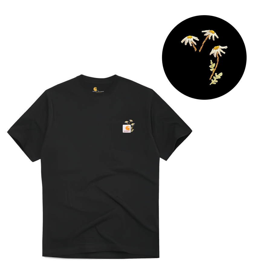 Carhartt T Shirts Men's Black Crew Neck Moderate Straight Fit