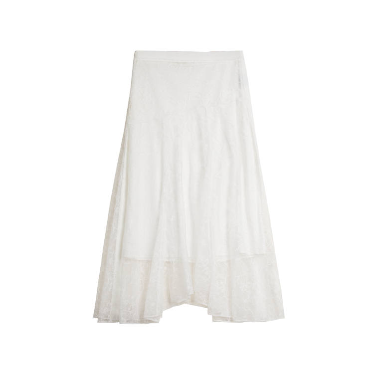 ELLE Casual Long Skirts Women's White Moderate Mid Length A Line Skirt