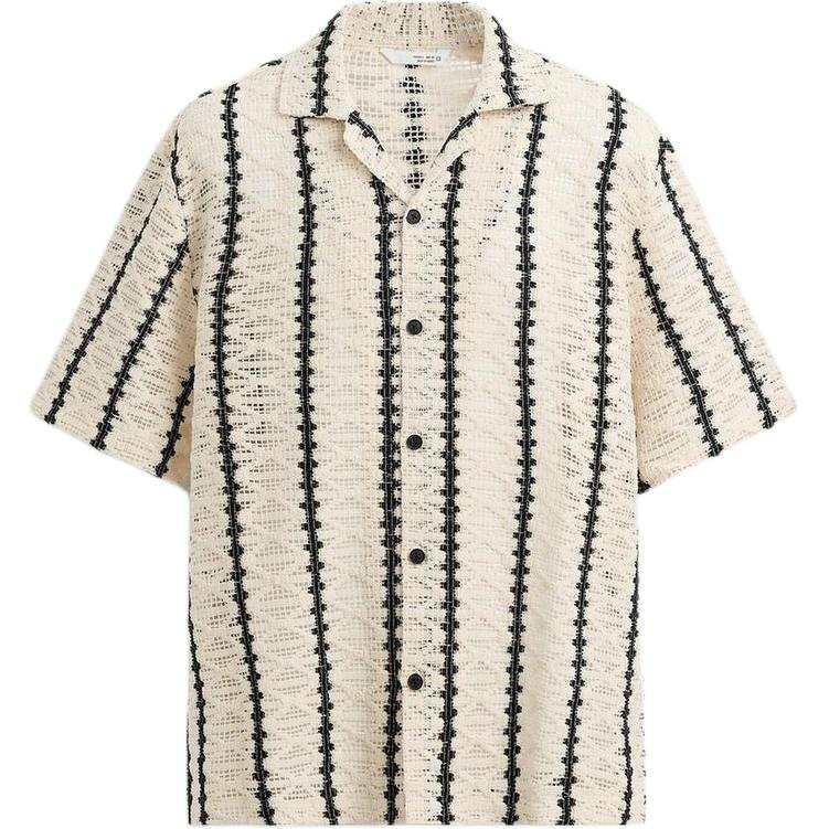 ZARA Shirts Men's Nude/Black Cuban Collar Moderate