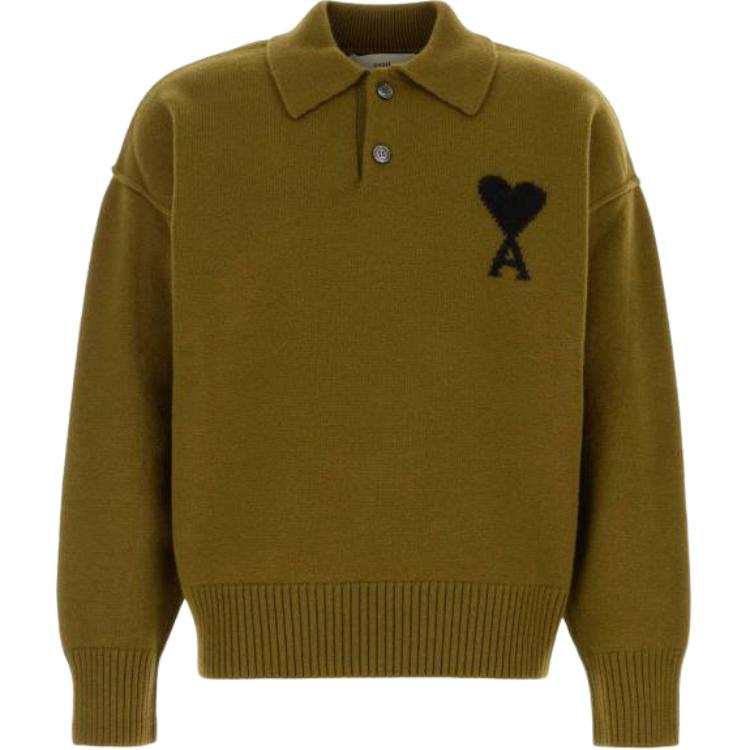 AMIPARIS Ami Paris Ami De Coeur Ribbed Hem Polo Shirt