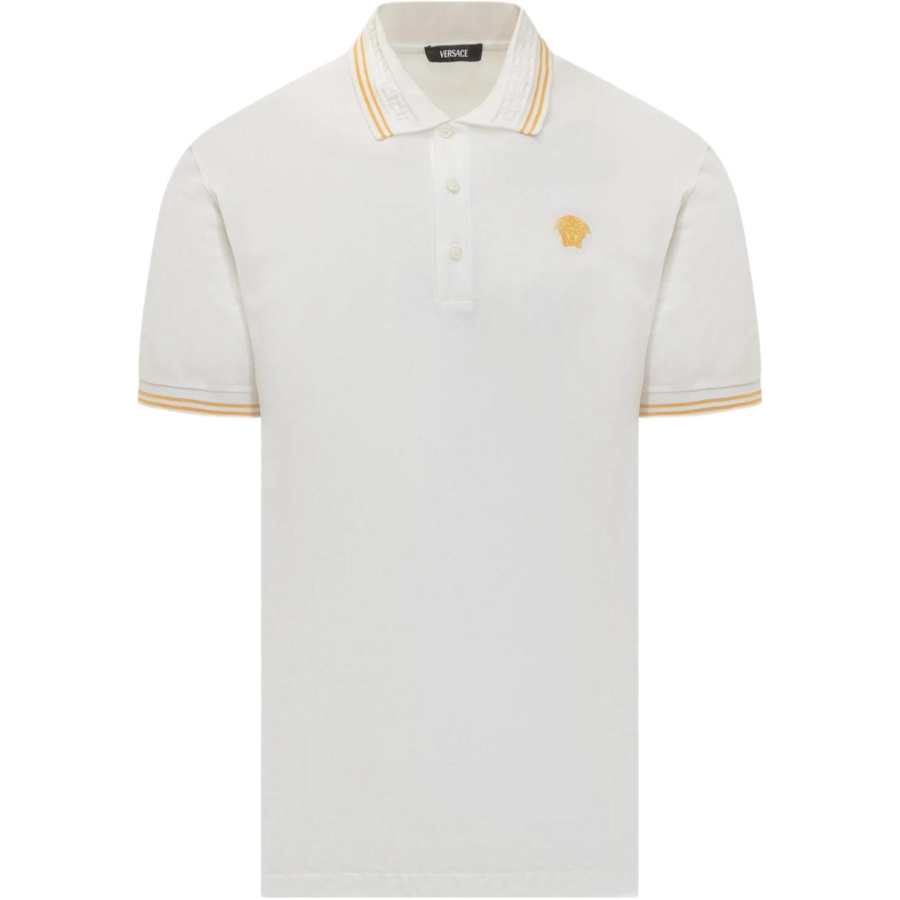 VERSACE Medusa Embroidered Short Sleeved Polo Shirt