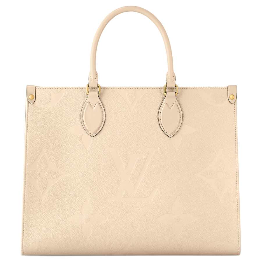 LOUIS VUITTON ONTHEGO Embossed Grain Cow Leather Jungle Bag, Tote Bag, Shopping Bag, Handbag Medium Women's Cream White