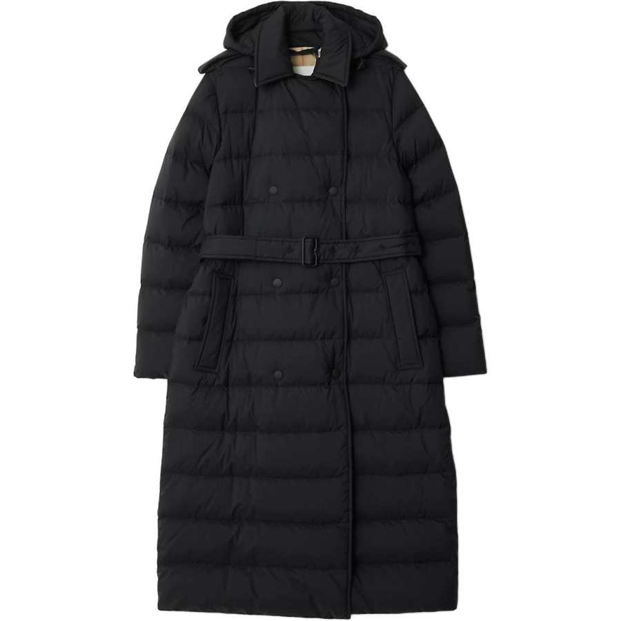 Burberry Belted Waist Hooded Padded Trench Coat