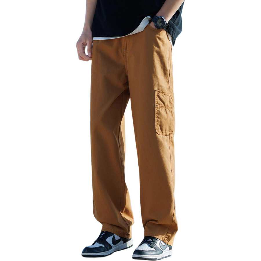 Tonlion Jeans Men's Brown Yellow Moderate Straight Fit Pants