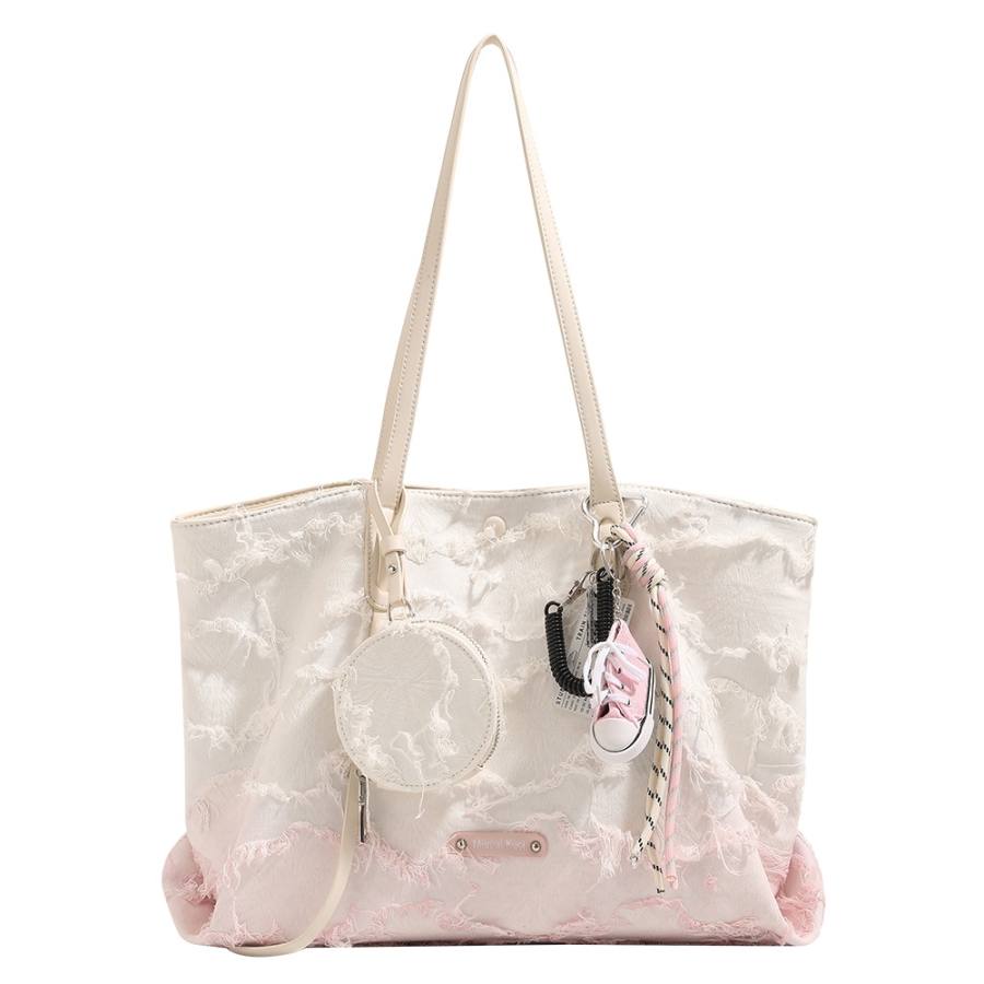 PAYOT Canvas Tote Bag, Shopping Bag, Shoulder Bag Women's Gradient Pink