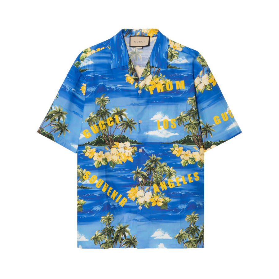 GUCCI Printed Cotton Poplin Bowling Shirt