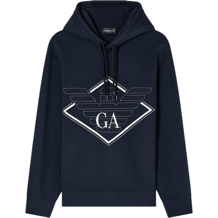 Emporio Armani Logo Embroidered Drawstring Hoodie