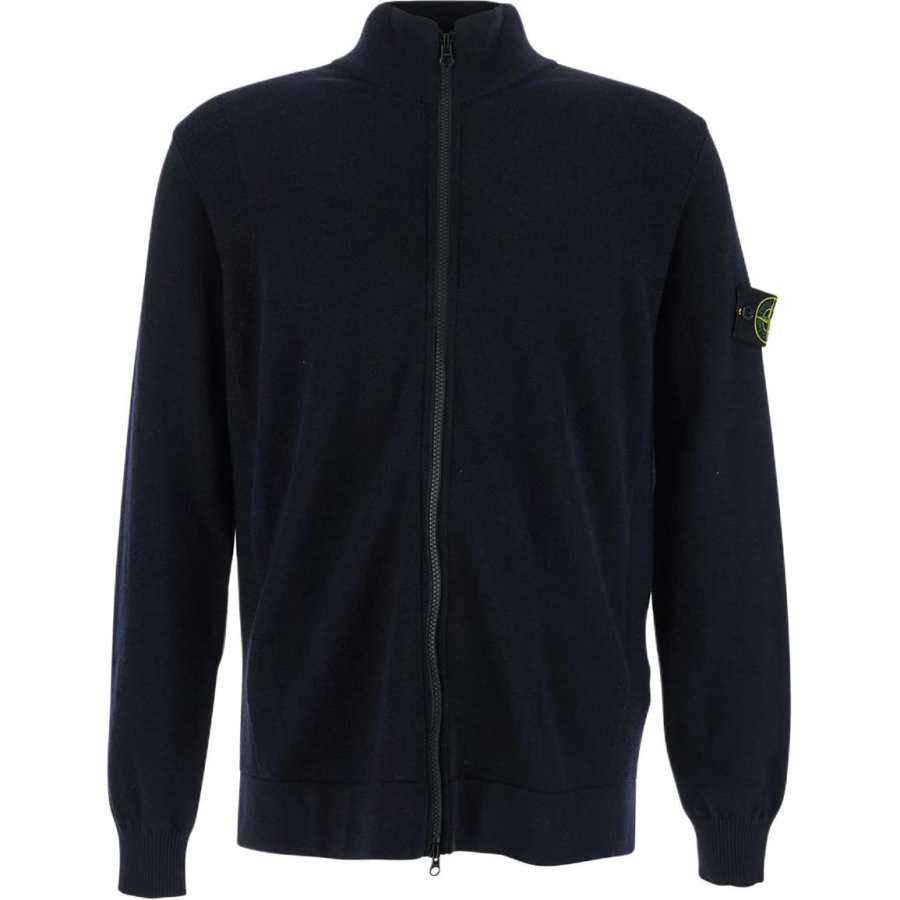 STONE ISLAND Logo Patch Zip Up Cardigan